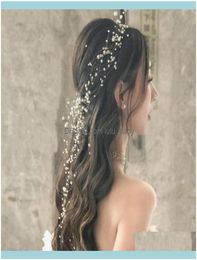 Jewellery brides Beautiful Multilayer Pearl Black Hair Hoop Piece Handmade Headband Wedding Headdress Bridal Jewellery Clips & Barrettes Dro1490748