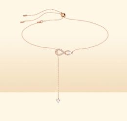 High Quality Diamond Inlaid Y-shaped Eternal Love Tassel Necklace Female rovski Element Crystal Pendant Necklaces Elegant temperament4963203