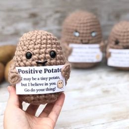 10PCS Positive Energy Potato Hug Pocket Mini Handmade Plush Wool Knitting Doll With Card Funny Christams Gift Home Decoration 240427