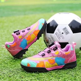 American Football Shoes Fashion Pink High Quality Sneakers For Kids Boys Button Non-slip Children Soccer Boots Turf Cleats Trainers Men