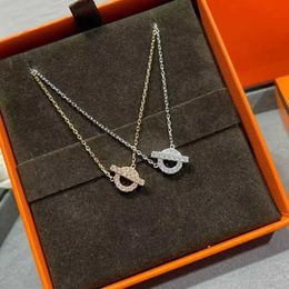 Pendant Necklaces Classic 925 sterlsilver full diamond TO letter pig nose necklace female fashion all-match brand temperament luxury Jewellery J240508