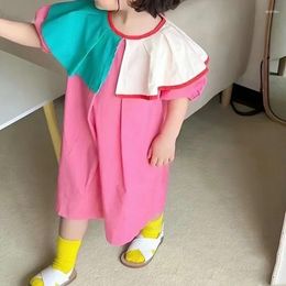 Girl Dresses Summer Girls Dress Doll Neck Puff Sleeves Skin-friendly Breathable Fashionable Sweet Cute Princess Korean Style