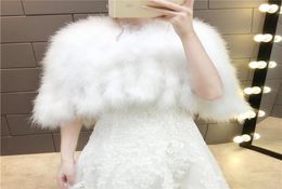Scarves Real Ostrich Feather Cape For Women Winter Warm Wedding Fur Luxurious Boleros Bride White Ivory Shrug Bridal Party Shawl9853821