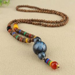 Pendant Necklaces Vintage Nepal Long Ball Buddhist Mala Wood Beaded & Necklace Ethnic Bohemian Boho Buddha Lucky Jewellery