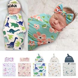 Blankets 2pcs/lot Baby Sleeping Bag Hat Born Envelope Cocoon Wrap Swaddle Soft Cotton 0-6 Months Sleep