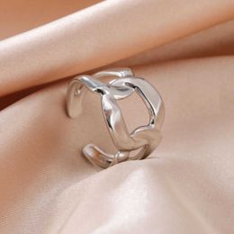 Wedding Rings Skyrim New Hollow Irregular Geometric Open Rings For Women Elegant Stainless Steel Finger Ring 2024 Party Wedding Jewelry Gifts