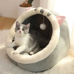 Cat Beds Furniture Deep Sleep Cat Bed Cartoon Pet Bed Foldable Removable Washable Pet Sleeping Bed for Small Dog Mat Bag Cave Cats Bed d240508