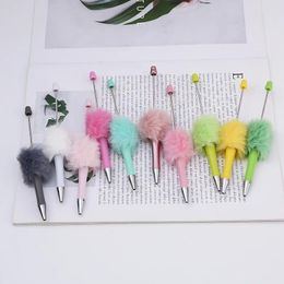 60Pcs Plush Beaded Pen Bead DIY Plastic Beadable School Office Writing Supplies Stationery Wedding Gift