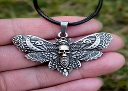 Vintage Halloween Dead Head Skull Pendant Moth Necklace Women With Metail Chain Christmas Jewellery Gift Chokers6277450