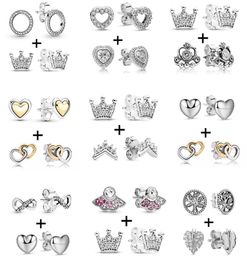 New High Quality Popular 925 Sterling Silver Silver Crown Round Stud Earrings Transparent CZ for P Earrings Women Wedding Jewelry Gift Special Offer6043680