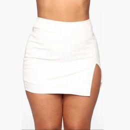 Skirts Summer front split mini skirt womens fashionable retro high waisted A-line skirt ultra short skirt womensL2405
