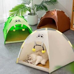 Cat Beds Furniture Cat Kennel Simple Cartoon Summer Refreshing Tent Comforts Large Space Outdoor Breathable Lightweight Spring Summer Pet Supplies d240508