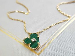S925 silver flower pendant necklace with diamond and malachite stone for women mother birthday Jewellery gift have stamp PS47318227615