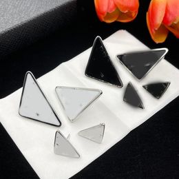 Designer Earrings Luxury Enamel Black White Triangle Letter Charm Earrings Silver Plated Ear Stud Earrings For Women Wedding Party Fashion Jewellery Lover Gift