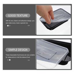 Disposable Dinnerware 50 pieces of cooked food containers disposable lunch box delivery rectangular plastic cover Q240507