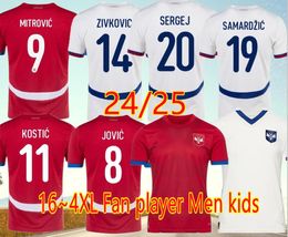 24 25 3XL 4XL SERBIA Soccer Jersey 2024 Euro Cup Srbija National Team Home Away PAVLOVIC SERGEJ KOSTIC Football Shirts Kit VLAHOVIC PAVLOVIC SERGEJ
