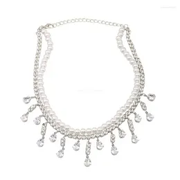 Choker Luxury Pearl Necklace For Women Tassel Water Drop Zircon Crystal Dropship
