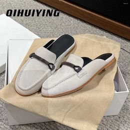 Slippers 2024 Arrival Patent Leather Slip-Ons Round-Toe Mules Shoes Woman Loafers Slides Outdoor Handmade Zapatos De Mujer