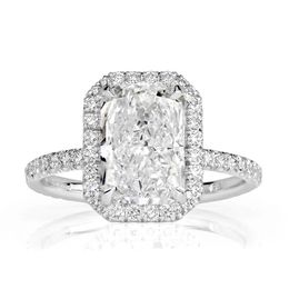 Wholesale Price Jewellery Gra certificated 18k Solid Gold Radiant Cut Moissanite Engagement Ring for Women