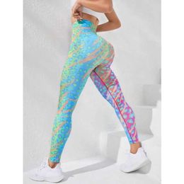 Women's Leggings Seamless Tie Dye Leggings Women Knit Print Leggings Fitness Fashion High Waist Butt Lift Pants Gym Running Elastic Tights Y240508