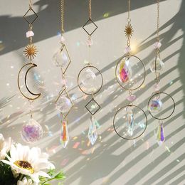 PENDANts Moon Suncatcher Catcher Crystal Hanging Wind Chimes Rainbow Prism Finestra Drop Bell Christmas Tree Home Decor OW