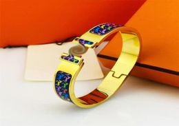 European Fashion Men Women Bangle Couple Wedding Bracelets Brand Classic New 12mm Colorful Enamel Designer Bracelets High Quality 8334400