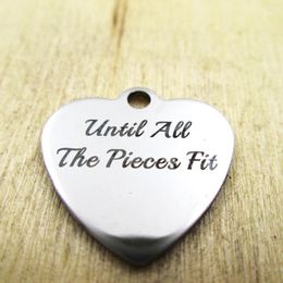 Pendant Necklaces 20pcs/lot-Until All The Pieces Fit Stainless Steel Charms - Laser Engraved Customized DIY Pendants