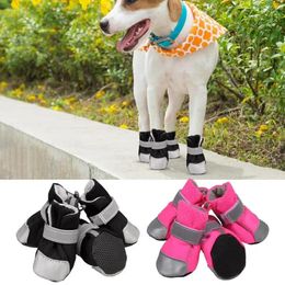 Dog Apparel Pet Shoes For Small Dogs 4pcs Breathable Anti-Slip Boots And Protector Lightweight Adjustable Tightness