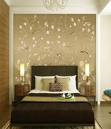 Custom wallpaper po handpainted pen and bird picture TV sofa living room bedroom murals Waterproof9926582