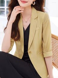 Women's Suits Three-Quarter Jacket For Women Spring Wear Solid One Button Suit Blazer Lyocell Fibre Thin 2024