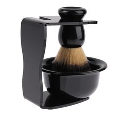 3 in 1 Shaving Brush Badger Handle Synthetic Shaving Bowl Mug Razor Stand Holder Set Beard Brush For Barber Men5673118