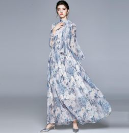 Long Holiday Style Beautiful Skirt Early Spring 2021 New Women039s Dress Elegant Ink Painting Printing with Silk Scarf Chiffon5578273