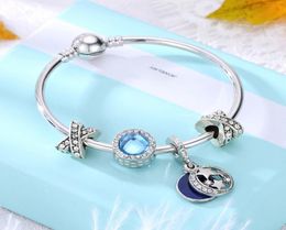 1621CM Charm Bracelet 925 Silver plated Bracelets Royal Crown Accessories Purple Crystal Bead Diy Wedding Jewelry with box1542709