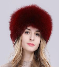 2019 Women Russia Winter Real Fox Fur Hat Warm Soft Fluffy Genuine Fox Fur Cap Luxurious Lady Quality Real Fox Fur Bomber Hats1780128