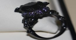 Victoria Wieck Cool Vintage Jewellery 10KT Black Gold Filled black Cubic Zirconia Women Wedding Skull Band Ring Gift Size5119782076