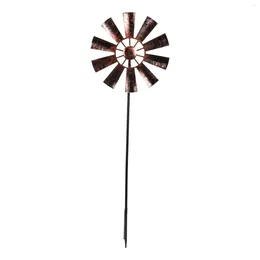 Garden Decorations Wrought Iron Windmill Wind Spinner Sunflower Decor Rotatory Plug-in Retro Stake Yard Lawn Home Pinwheel