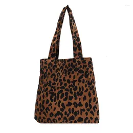 Bag 2024 Korea Japanes Style Women Fashion Leopard Large Capacity Portable Shopping Velvet Handbags Storage Shoulder Totes