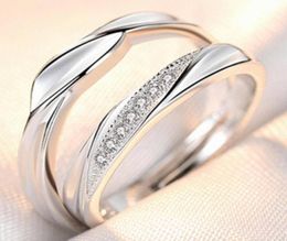 Temperament Korean Simple Fashion Pair Men and Women Couple Ring Style Crown Zircon Couple Rings Opening Wedding Simulation Diamon2794984