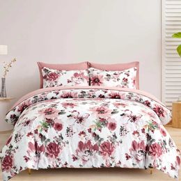 Bedding sets Pink 7-piece set with one bag bed soft ultra-fine Fibre full set of bedding all seasons floral comfort set extra large J240507