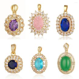 Pendant Necklaces Green Oval Imitation Jade Zircon Wholesale Luxury Round Heart Cut Charms CZ DIY Jewellery Necklace Pendants