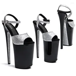 Dress Shoes Leecabe 23CM/9inches Glitter Upper Fashion Trend Sexy High Heels Platform Peep Toe Ankle Strap Sandals Pole Dance