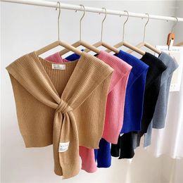 Scarves Solid Knitted Vest Cloak Shawls With Intersection Women Shirts Dress Blouse Cape Detachable Collars Shoulder Shawl Scarf