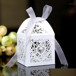Gift Wrap Love Heart Laser Cut Hollow Carriage Favors Paper Box Gifts Candy Boxes With Ribbon Baby Shower Wedding Party Supplies Bag Dhv1A
