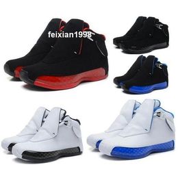 18 Basketball Shoes Man 18s OG Black Red Suede Chrome Sport Royal Blue Mens Trainer Designer Classic Tennis Sneakers Size 7-13