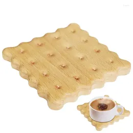 Table Mats Natural Wooden Cup Mat Biscuit Shape Tea Coffee Mug Drinks Holder For DIY Tableware Kitchen Home Decor