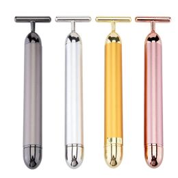 Tool 24K Gold T Beauty Bar Energy Roller Electric Facelifting Facial Massage Beauty Instrument Waterproof Vibrating Face Care Stick