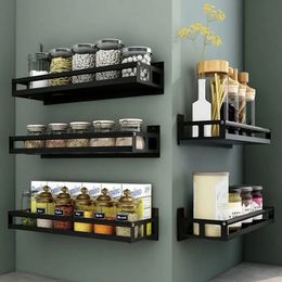 Kitchen spice rack stainless steel wall mounted storage rack seasoning bottle rack bathroom punching machine without storage manager rack 240506