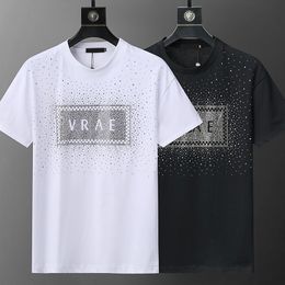 Newest Designer Luxury Men's T-shirt Male Female T shirt Shirts with Beads Cotton Casual Man Short Sleeve O Neck T-shirts Tops Tees for Men Women High Quality Asian size