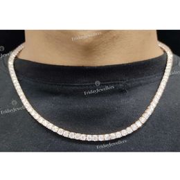 4 MM Hip Hop Miami Iced Out Real Moissanite Diamond Tennis Chain Men's Women's Necklace