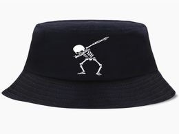 Berets Bucket Hat Cap Funny Dabbing Skull Dance Hip Hop Skeleton Men Womens Bob Panama Swag Punk Fisherman Hats Outdoor Sun Black 1533733